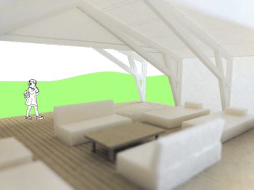 富士山麓に間伐材でつくるテント内観B2