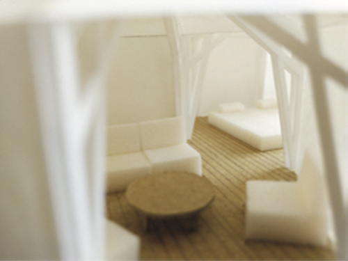 富士山麓に間伐材でつくるテント内観E4