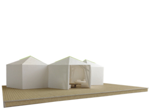 富士山麓に間伐材でつくるテント外観E４