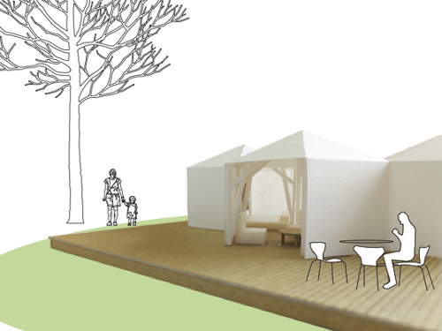 富士山麓に間伐材でつくるテント外観E1