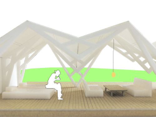 富士山麓に間伐材でつくるテント内観D2