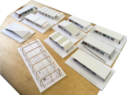 角田の木造ガレージ模型全体