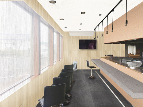 名取の飲食店内装改修木のパターン