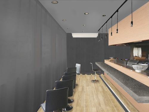 名取の飲食店内装改修黒のカーテンパターン