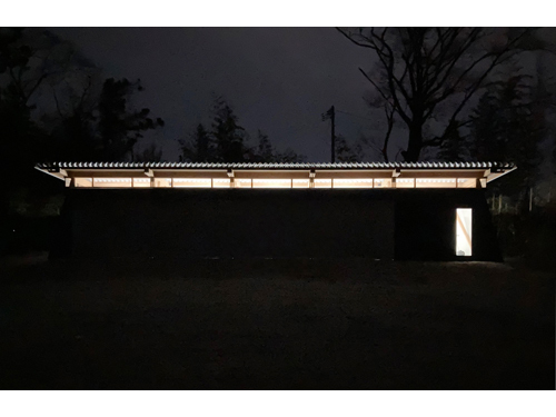 角田木造ガレージ夜景4