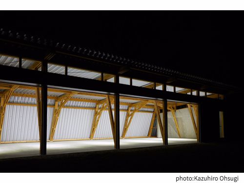角田木造ガレージ夜景7