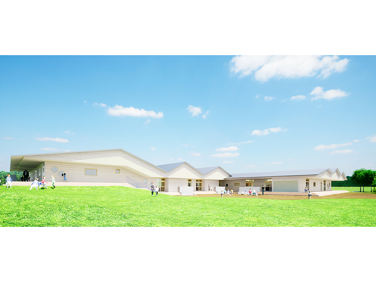 色麻町認定こども園切妻屋根の外観