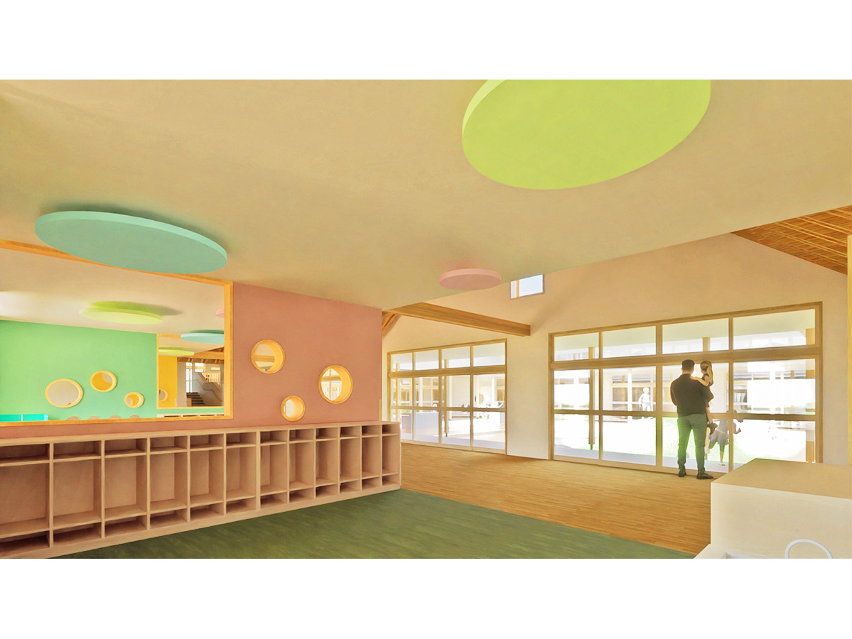 壁がなくひとつながりの保育室-4