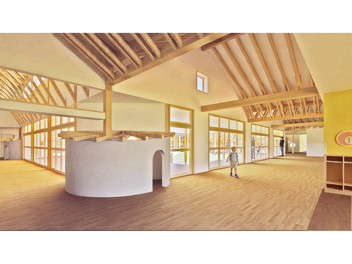 壁がなくひとつながりの保育室-3