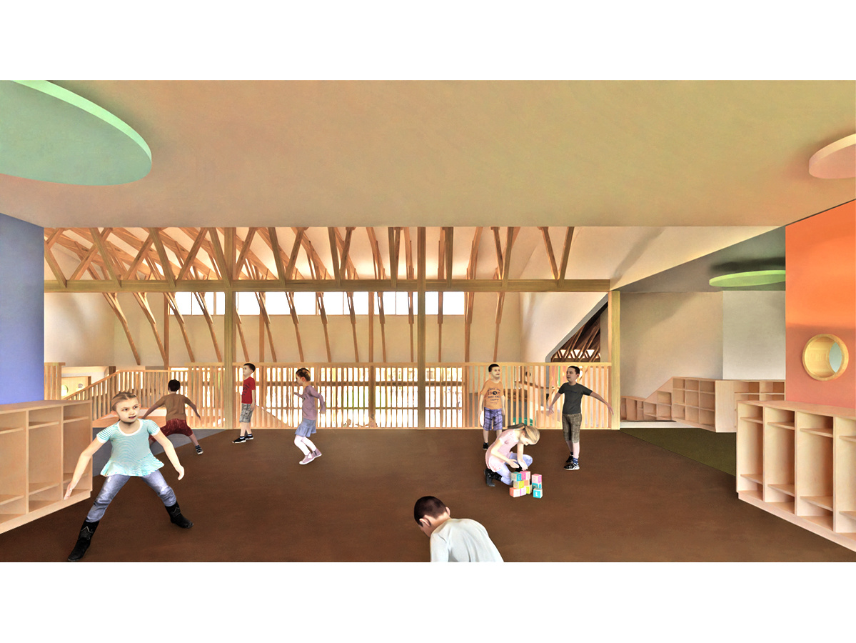 壁がなくひとつながりの保育室-6