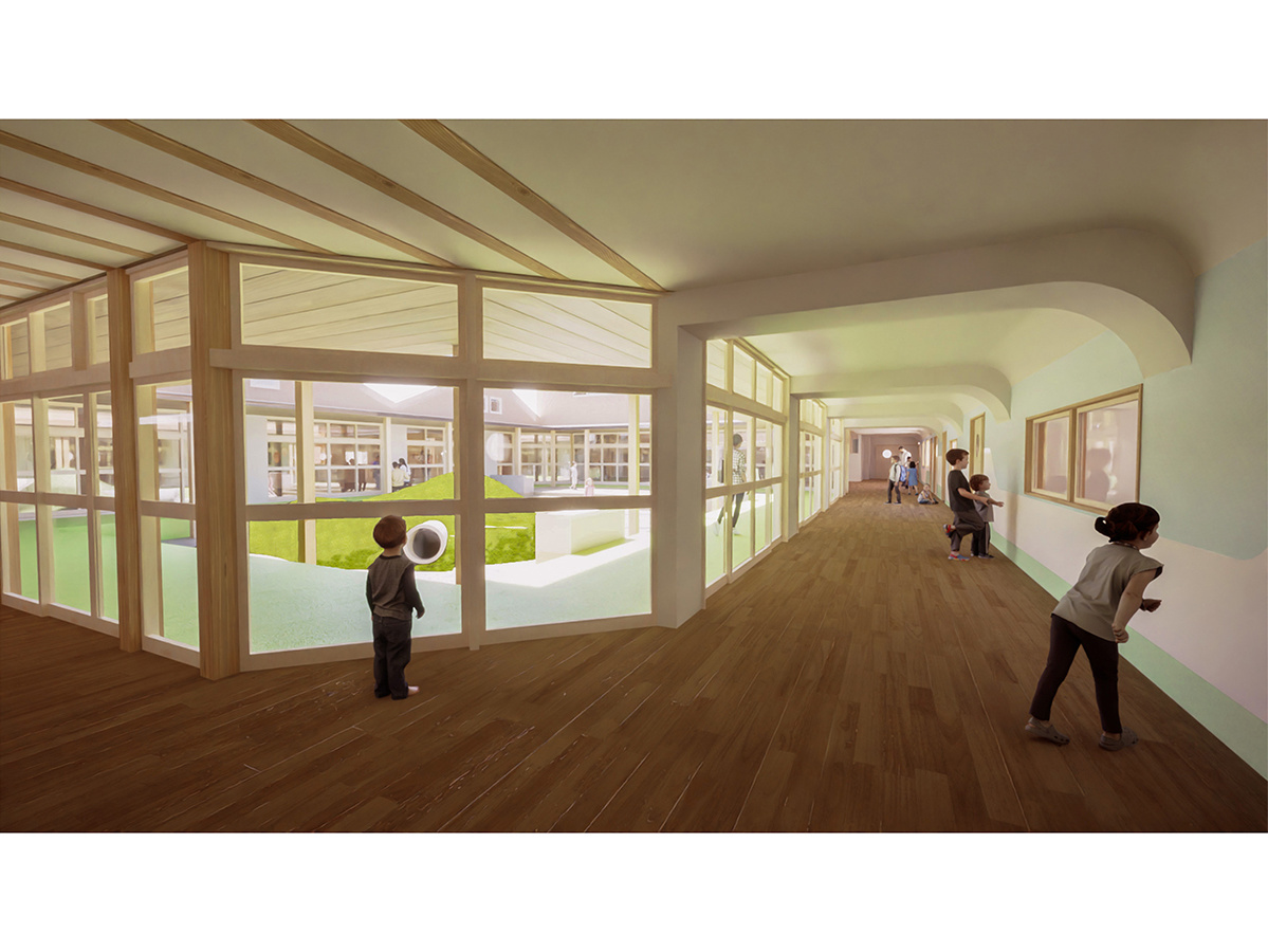 色麻町認定こども園の廊下