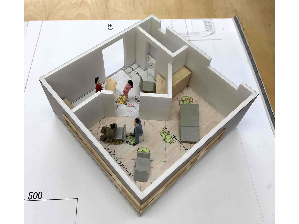 白石の美容室re:peco平面スタディ模型-1