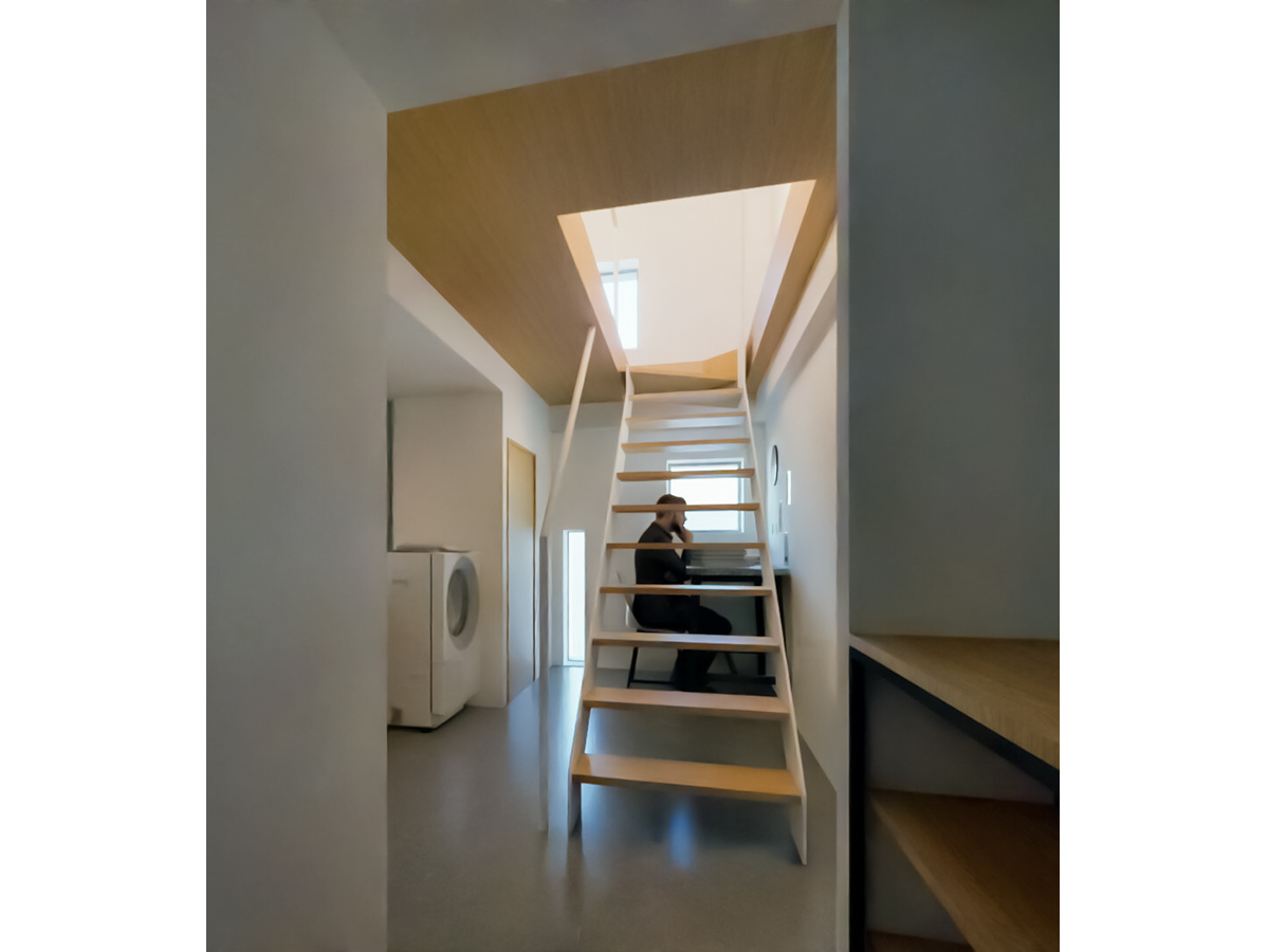 イレギュラーな窓とメゾネットが生み出す変化のある内観パース-8