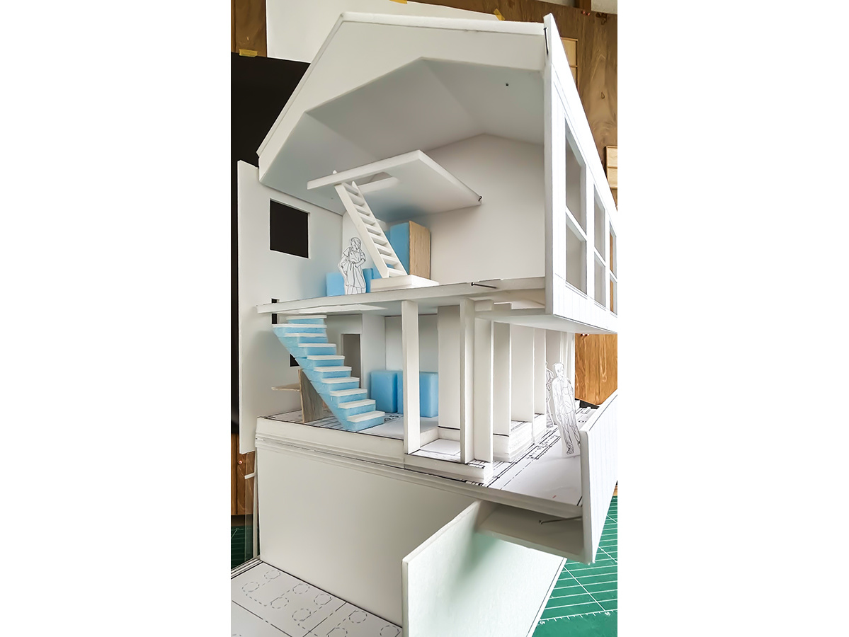 メゾネットと乱窓のスタディ断面模型-3