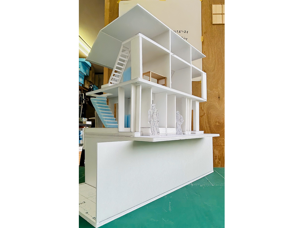 メゾネットと乱窓のスタディ断面模型-8